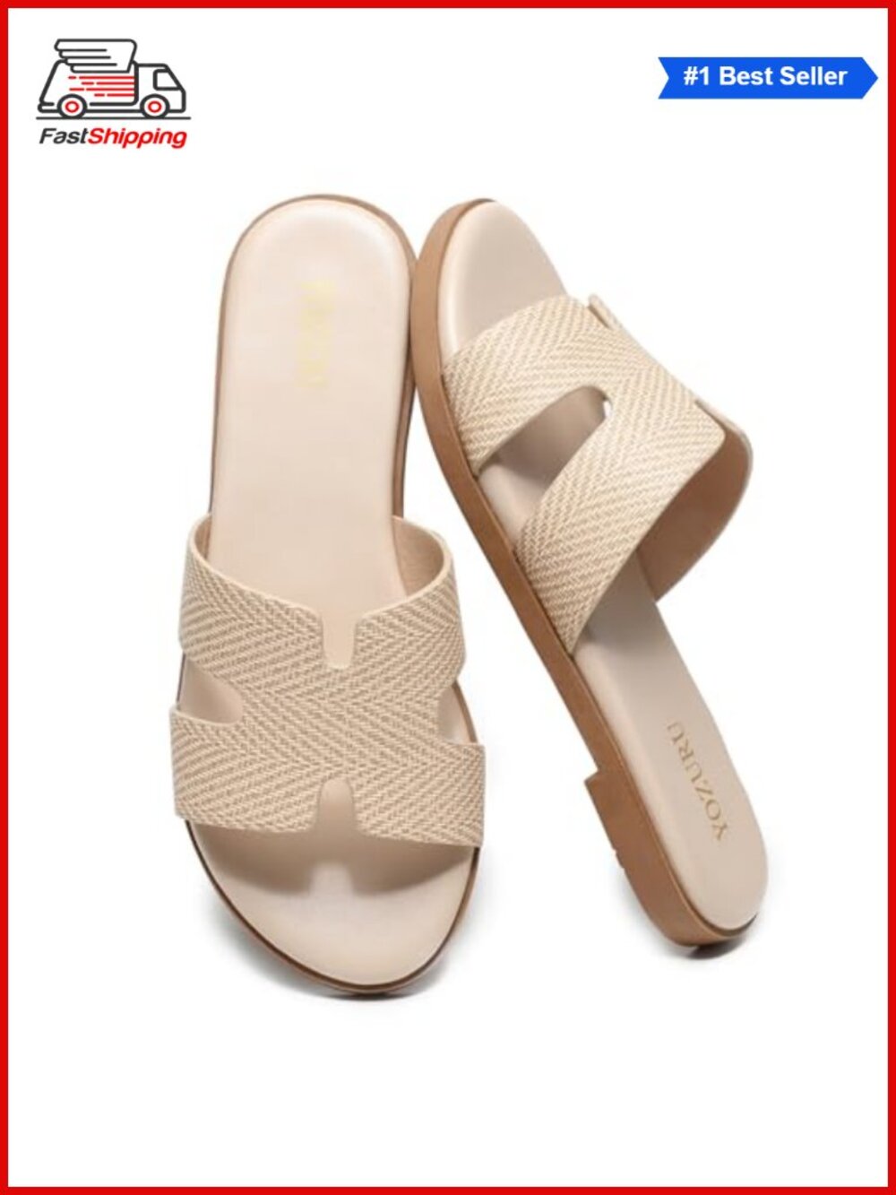 ✨ Womens Flat Sandals Dressy Summer Slides Comfortable Leather Sandals
